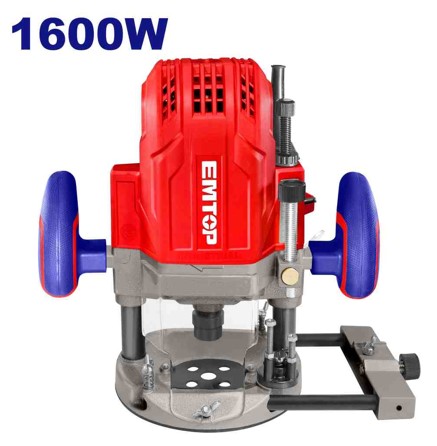 1600W Electric Router 220-240V 22000rpm Plunge 0-60mm Multi Collet Set with Guides and Carbon Brushes